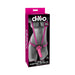 Packaging of Dillio Pur 7-inch strap-on suspender harness set with adjustable pink nylon straps and included dildo.