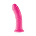 Pink Dillio dildo with suction-cup base and realistic texture, standing upright on a white background.