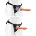 Black adjustable Body Dock SE strap-on harness shown with and without a compatible silicone dildo attachment on a white mannequin.