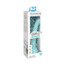 Dillio Platinum Slim Seven 7-inch silicone dildo in light blue with suction cup base, displayed in branded packaging.