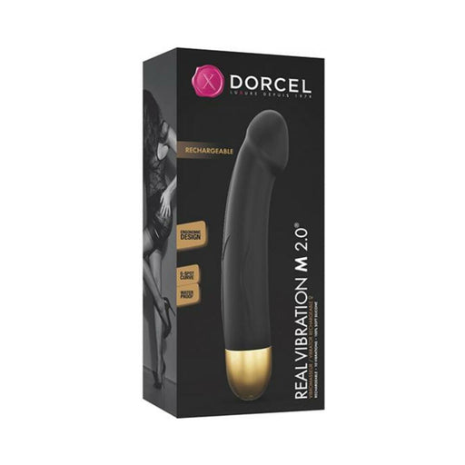 Dorcel Real Vibration M 8.6" Rechargeable Vibrator 2.0 - Black/gold - SexToy.com