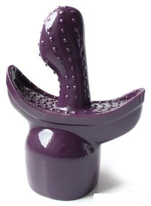 Purple textured Double Agent Attachment designed for Vibe Rite Personal Massager and Hitachi Magic Wand.