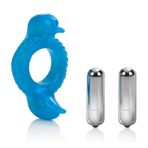 Double Dolphin Enhancer Ring Blue | SexToy.com