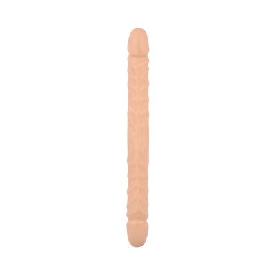 18-inch flexible double-ended toy with realistic veined texture in a natural skin tone.