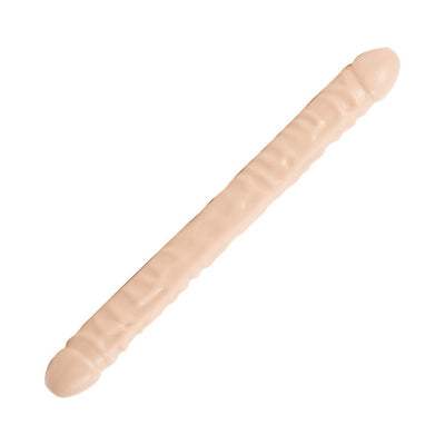 18-inch flexible double-ended toy with realistic veined texture in a natural skin tone.