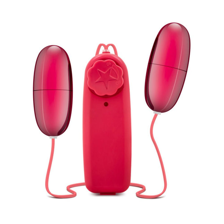 Blush B Yours Double Pop Eggs in plum with wired remote control and adjustable vibration dial.