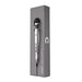 Doxy Die Cast 3 compact wand vibrator in silver with black silicone head displayed on gray packaging box.