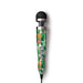 Compact Doxy Die Cast 3 wand massager with tropical pineapple and leaf pattern, black silicone head, and control buttons.