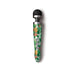 Rechargeable Doxy Die Cast 3R wand massager with pineapple and tropical leaf pattern on handle, black rounded head.