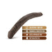 Chocolate-colored 14-inch double-ended dildo with realistic texture and body-safe, phthalate-free material features.