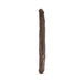 Chocolate-colored 14-inch double-ended dildo with realistic texture and veining detail.