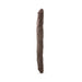 Chocolate-colored 14-inch double-ended dildo with realistic texture and detailing on a white background.