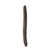 16-inch chocolate-colored double-ended dildo with realistic texture and firm design for versatile use.