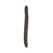 16-inch double-ended dildo in chocolate color with realistic texture and detailing on a white background.