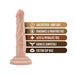 Beige 5-inch realistic dildo with suction cup base and features including body-safe, fragrance-free, latex-free, and harness compatible.
