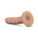 Vanilla-colored 5.5 inch realistic dildo with suction cup base on white background.