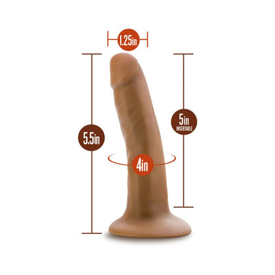 Vanilla-colored 5.5 inch realistic dildo with suction cup base and size measurements displayed.