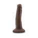 Vanilla-colored 5.5 inch realistic dildo with suction cup base standing upright on white background.