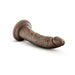 7-inch realistic chocolate-colored dildo with suction cup base on white background