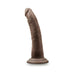 7-inch realistic chocolate-colored dildo with suction cup base standing upright on white background.