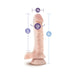 Realistic flesh-toned dildo with suction cup base, detailed texture, and size measurements displayed.
