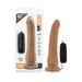 Dr. Skin 8.5 inch mocha realistic vibrating toy with suction cup base and black remote control.