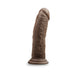 Realistic 8-inch chocolate-colored dildo with suction cup base for hands-free use and versatile play.