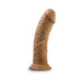Chocolate-colored realistic 8-inch dildo with suction cup base for hands-free use and versatile play.