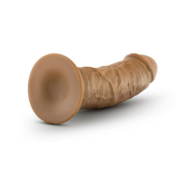 Realistic 8-inch chocolate-colored dildo with suction cup base for hands-free use and versatile play.