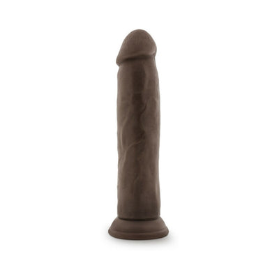 Realistic 9.5 inch vanilla-colored dildo with suction base, detailed texture and lifelike design.