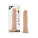 Dr. Skin 9.5 inch realistic vanilla-colored dildo with suction cup base shown in and out of packaging.