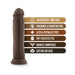 Vanilla-colored realistic 9.5 inch dildo with suction cup base and product feature icons on the side.