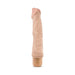 Beige realistic textured vibrator with prominent head and twist-dial base control on white background.