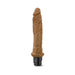 Mocha-colored 9.75-inch realistic vibrating adult toy with textured surface and black control base.