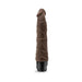 Chocolate-colored 9-inch realistic vibrating adult toy with textured veins and black twist dial base.