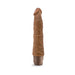 Chocolate-colored 9-inch realistic vibrating adult toy with textured veins and twist dial base on white background.