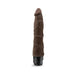 Chocolate-colored 9-inch realistic vibrating adult toy with textured veins and black twist dial base.