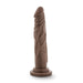 Realistic brown silicone dildo with suction cup base, textured veins, and posable shaft for versatile use.