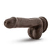 Realistic dark brown silicone dildo with suction cup base and detailed texture, 6 inches long.