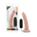 7-inch chocolate-colored vibrating dildo with suction cup and wired remote control, shown in packaging and standalone.