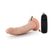 Realistic 7-inch vibrating dildo in chocolate color with suction cup base and wired remote control.