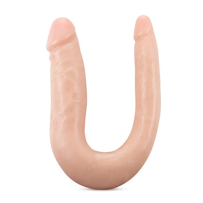 Vanilla-colored flexible double-ended silicone toy with realistic texture and dual sizes for versatile use.