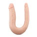 Vanilla-colored flexible double-ended silicone toy with realistic texture and dual sizes for versatile use.
