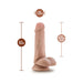 Beige 6.5-inch realistic dildo with balls and suction cup base, showing dimensions and insertable length.