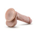 Beige 6.5-inch realistic dildo with suction cup base and textured details for hands-free use and harness compatibility.