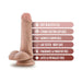 Beige realistic dildo with suction cup base and balls, highlighting soft feel, harness compatibility, and body-safe materials.