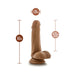 Tan realistic dildo with balls and suction base, 6.5 inches long and 1.25 inches wide, 4.75 inches insertable length.