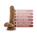 Tan realistic dildo with balls and suction cup base, highlighting soft feel, harness compatibility, and body-safe materials.