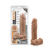 Dr. Skin Dr. Julian 9-inch mocha silicone dildo with suction cup and realistic texture next to its packaging.