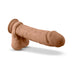 Realistic mocha silicone dildo with suction cup base and textured shaft for versatile use.